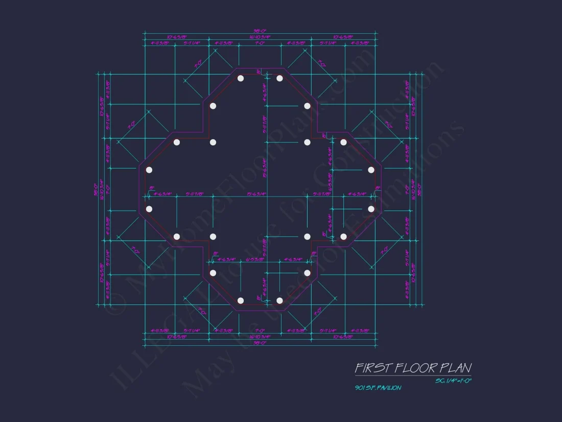 Elegant Pavilion Floor Plan Blueprint with Classical Designs