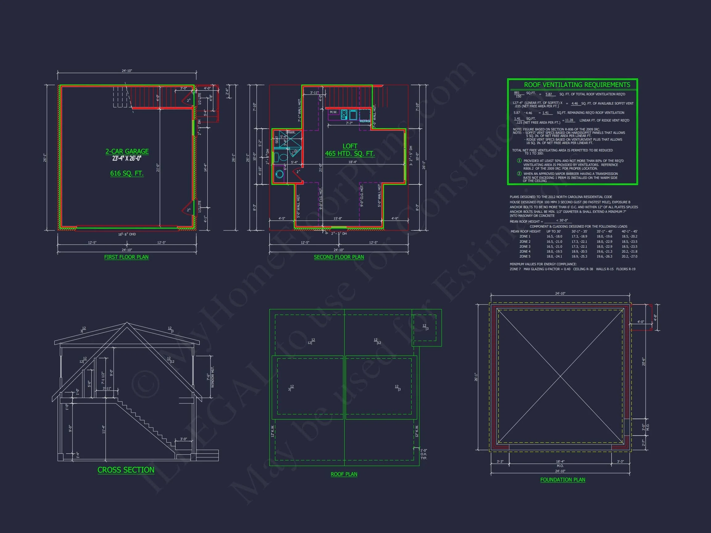 14-1009 HOUSE PLAN - Compact House Design with Garage & Loft Living Space Blueprint 5 Compact Home Design with Garage & Loft Living Space Blueprint