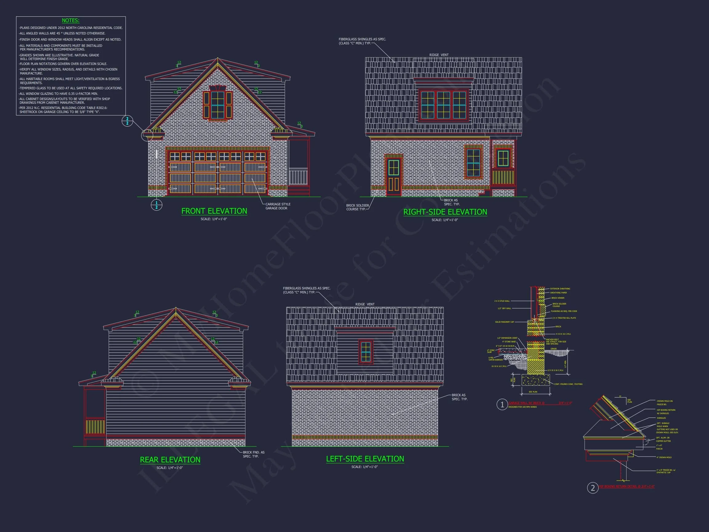 14-1009 HOUSE PLAN - Compact House Design with Garage & Loft Living Space Blueprint 6 Compact Home Design with Garage & Loft Living Space Blueprint