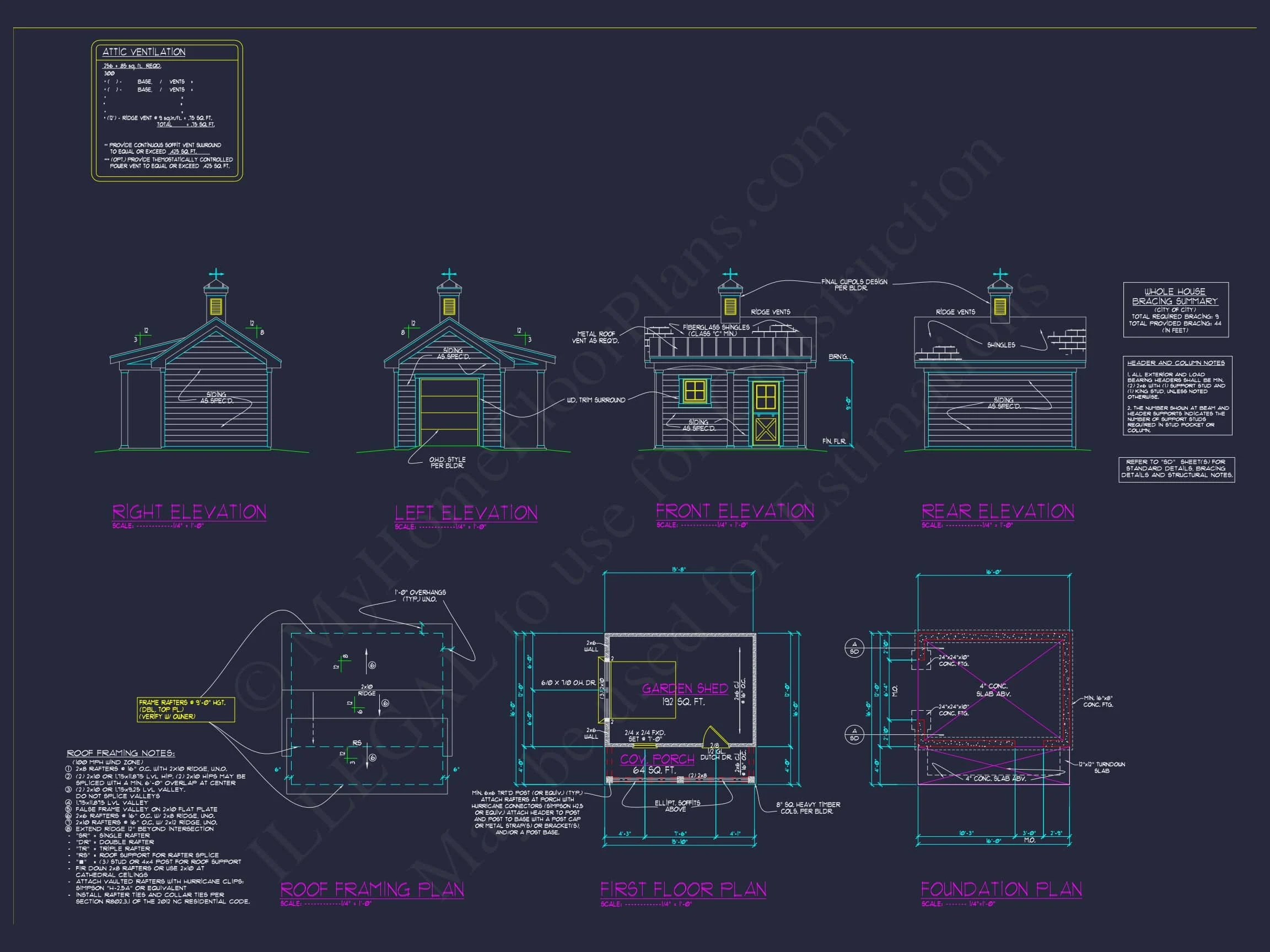 13-1318 GARDEN SHED - Compact Shed Plan: 16'x16' Garden Shed Designs & Blueprints 4 Compact Shed Plan: 16'x16' Garden Shed with Covered Porch & Vaulted Ceilings