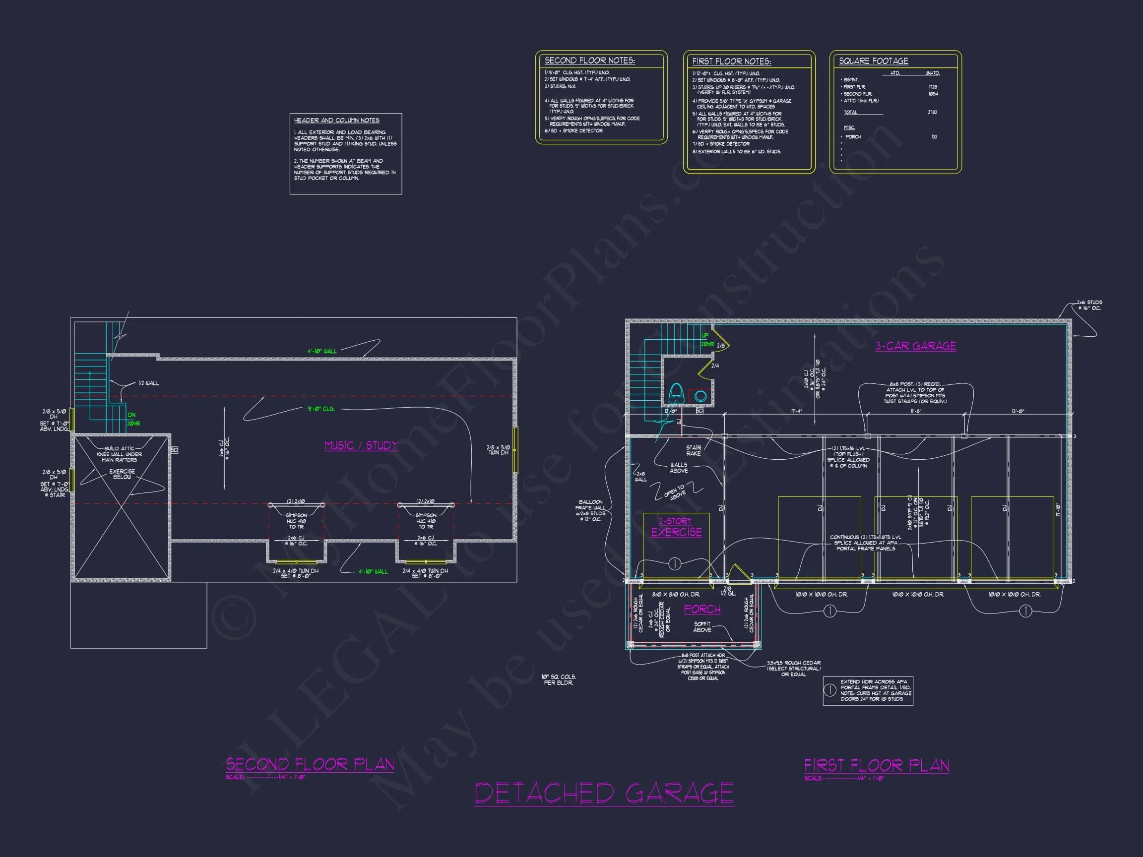 13-1065 GARAGE PLAN - 3-Car Garage CAD House Plans with Living Space & Unique Design 5 3-Car Garage CAD Home Plans with Living Space & Unique Design