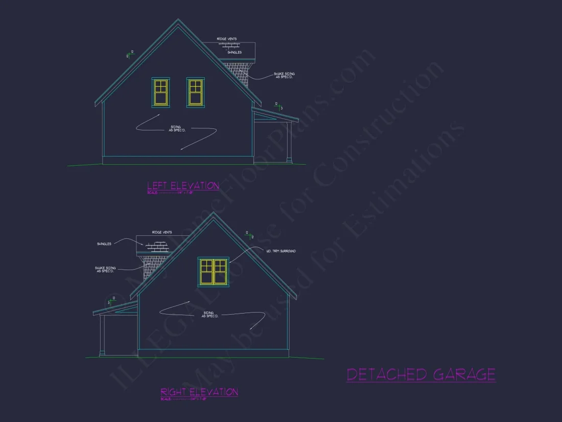 3-Car Garage CAD Home Plans with Living Space & Unique Design