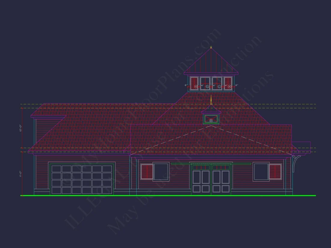 Horse Stable House Plan with 4-Bay Garage & Breezeway