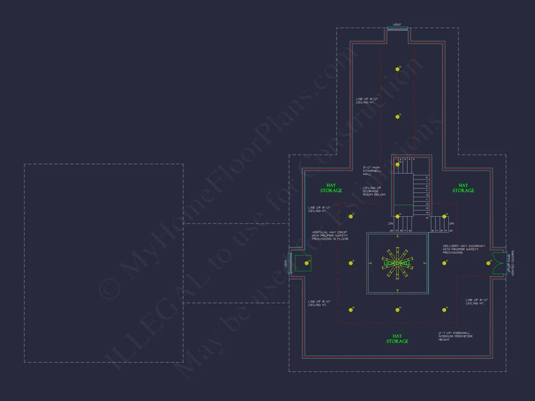 Horse Stable House Plan with 4-Bay Garage & Breezeway