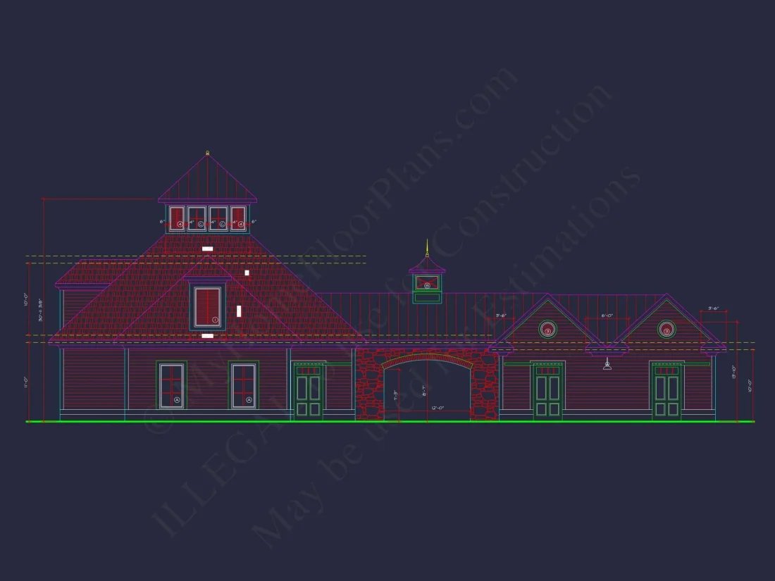 Horse Stable House Plan with 4-Bay Garage & Breezeway