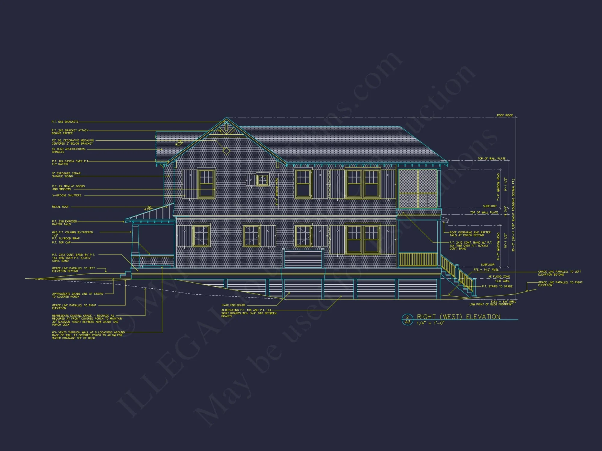 Spacious 5-Bedroom Beach Home Floor Plan with CAD Designs