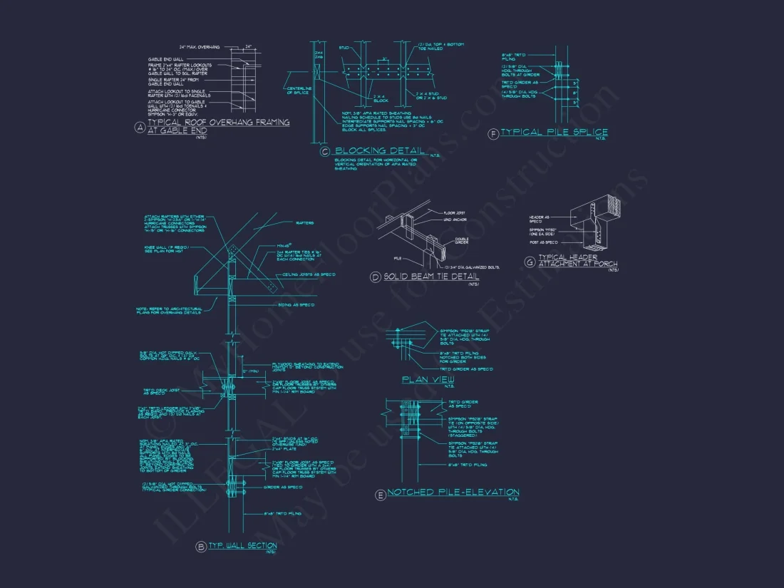 Spacious 5-Bedroom Beach Home Floor Plan with CAD Designs