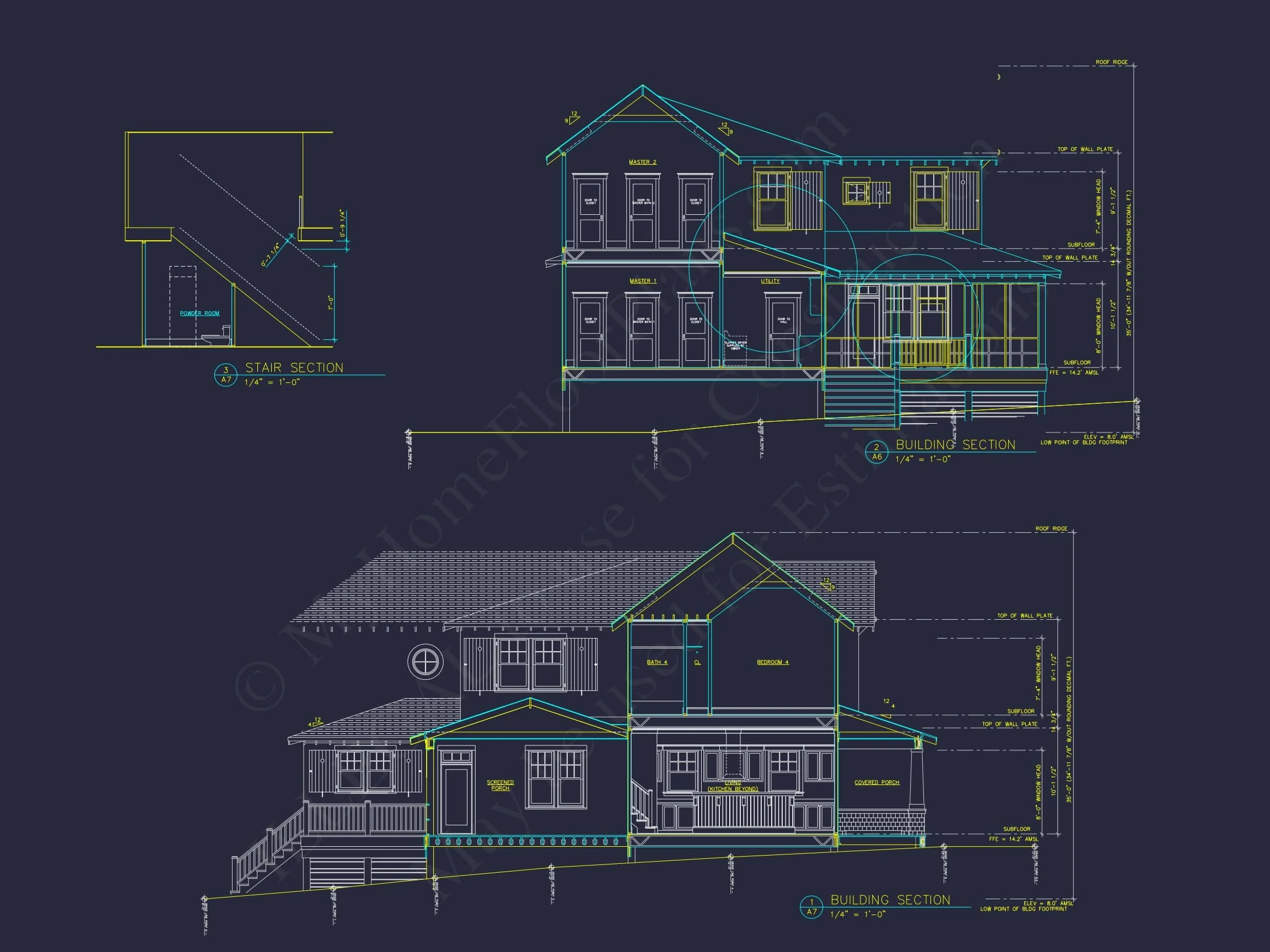 Spacious 5-Bedroom Beach Home Floor Plan with CAD Designs