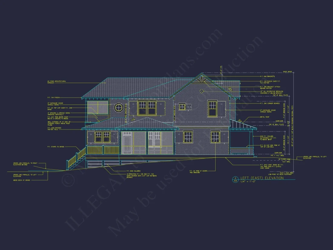 Spacious 5-Bedroom Beach Home Floor Plan with CAD Designs
