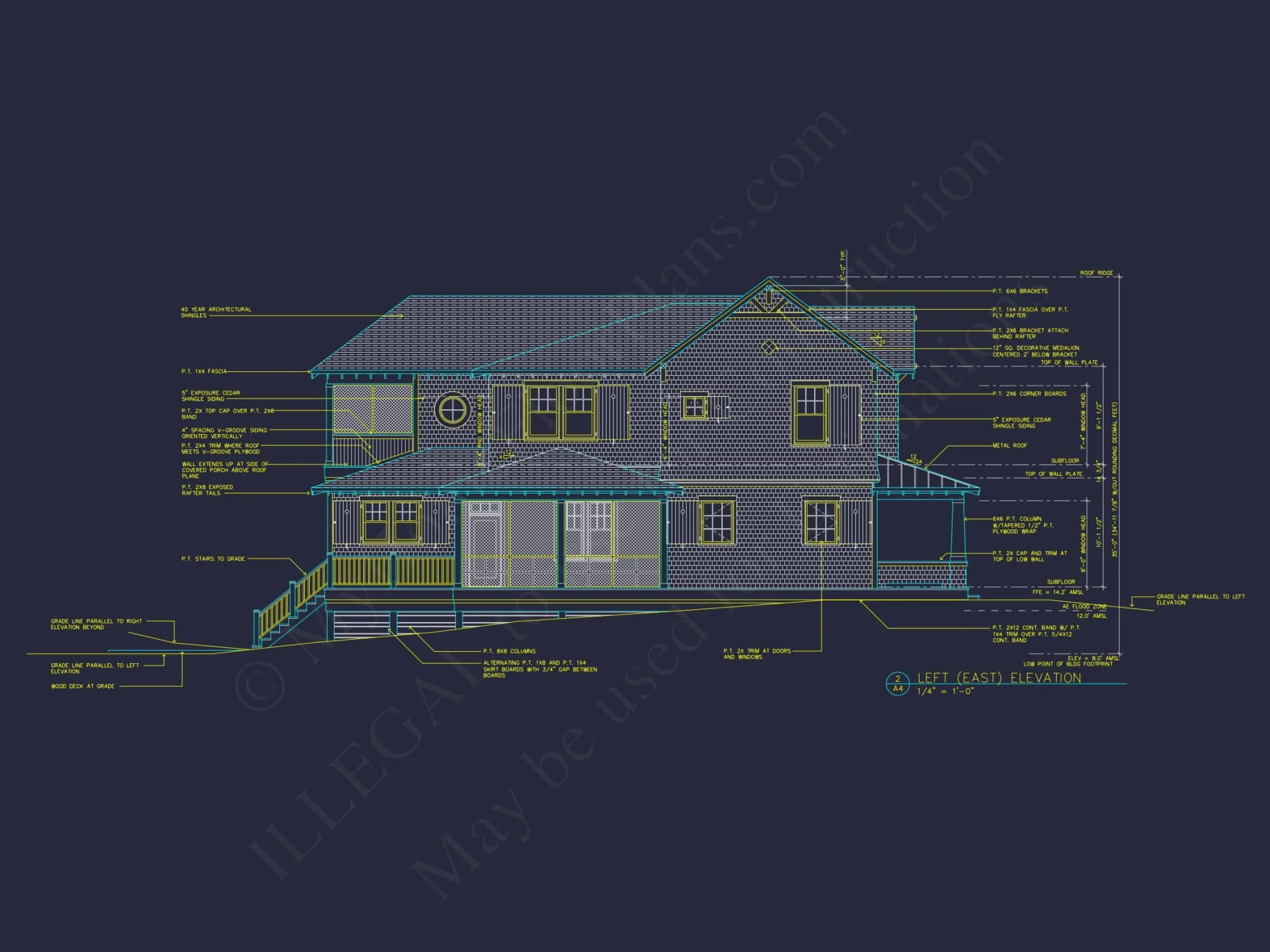 Spacious 5-Bedroom Beach Home Floor Plan with CAD Designs