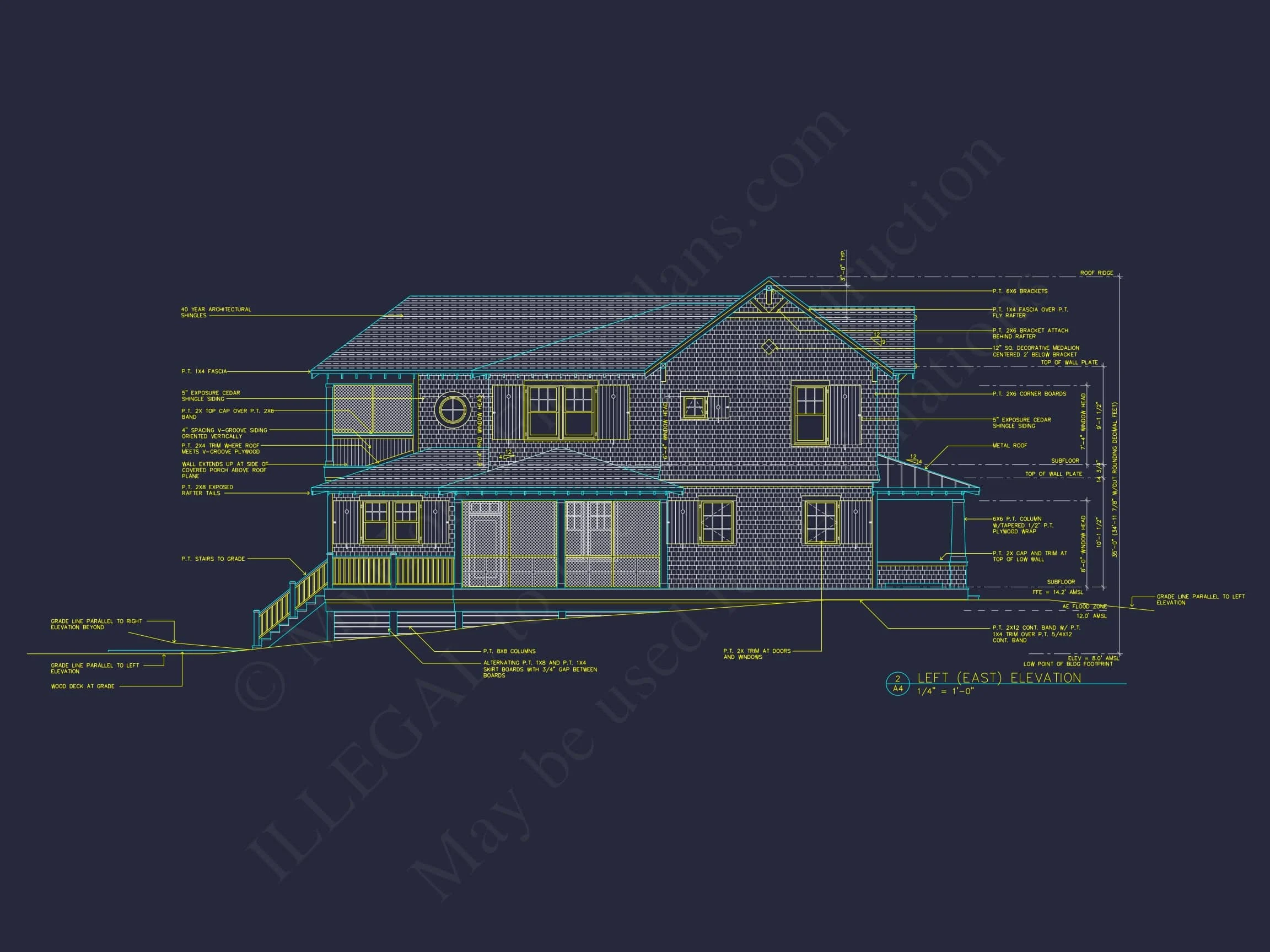 Spacious 5-Bedroom Beach Home Floor Plan with CAD Designs