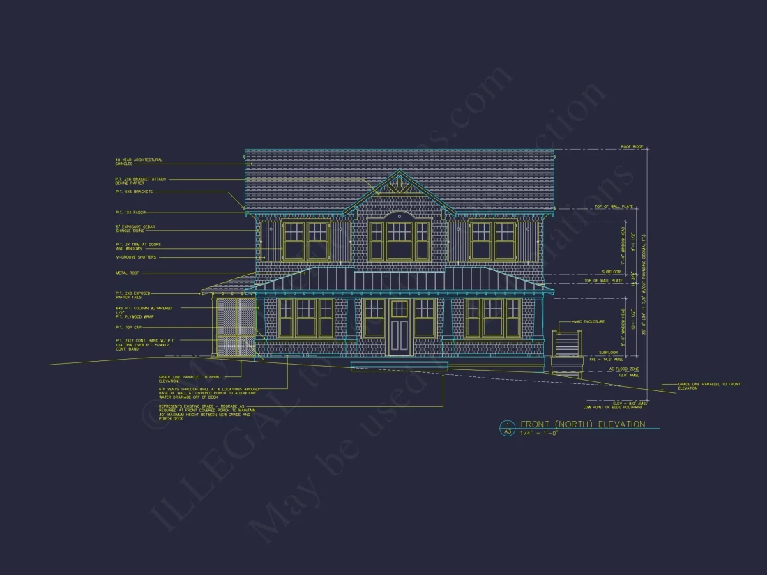 Spacious 5-Bedroom Beach Home Floor Plan with CAD Designs