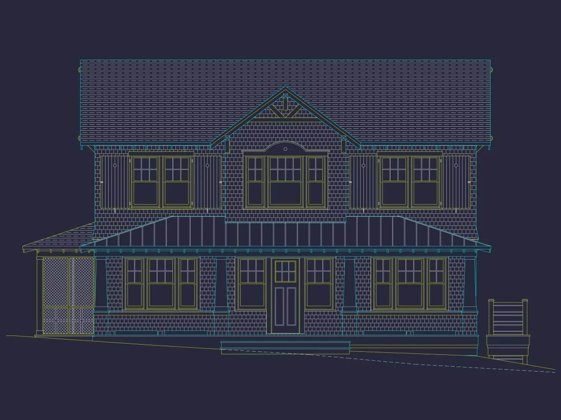 Spacious 5-Bedroom Beach Home Floor Plan with CAD Designs