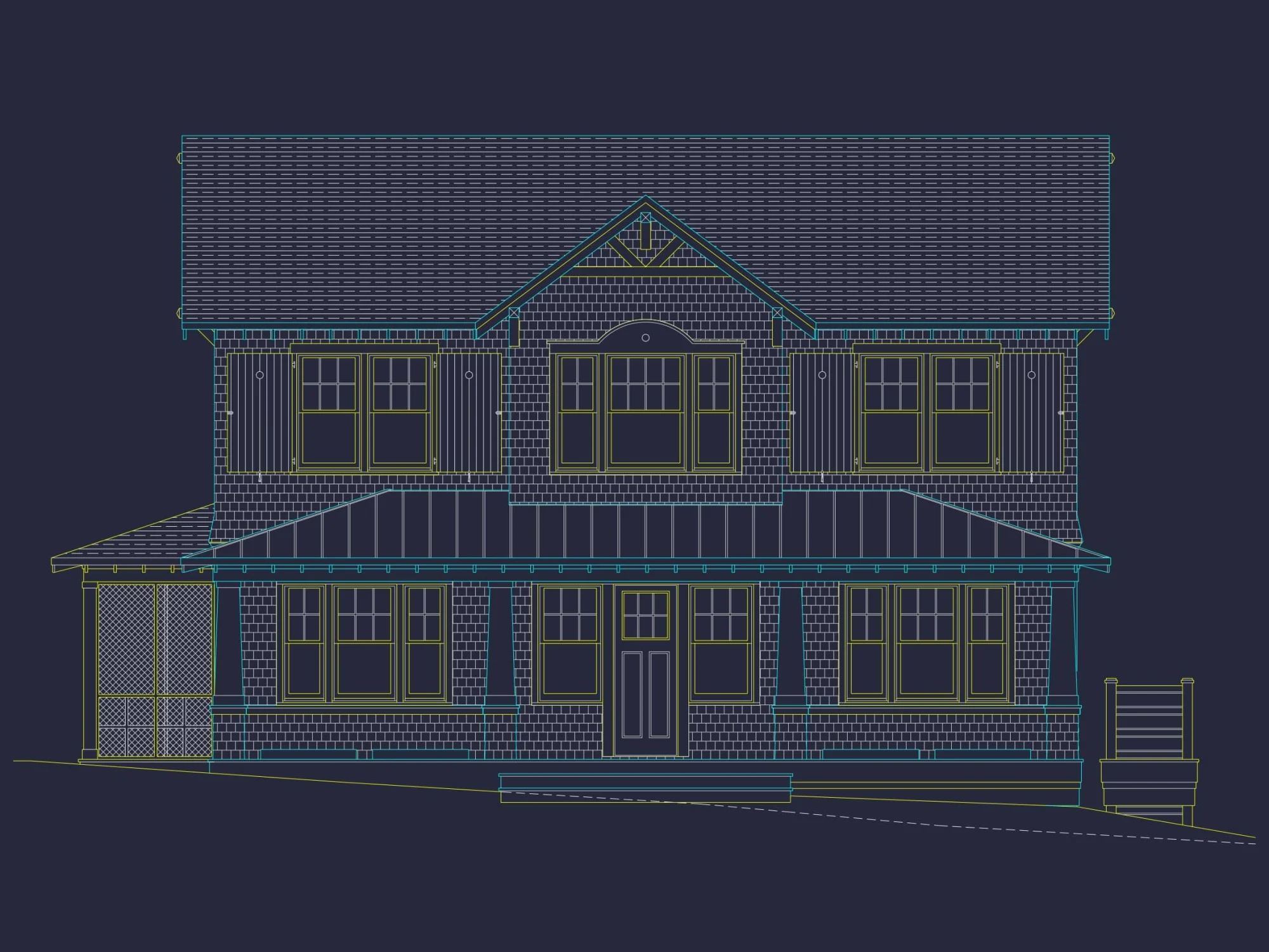 Spacious 5-Bedroom Beach Home Floor Plan with CAD Designs