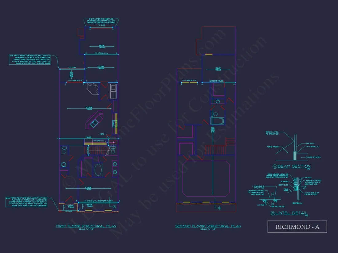 Traditional Townhome Floor Plan with Colonial Revival Design
