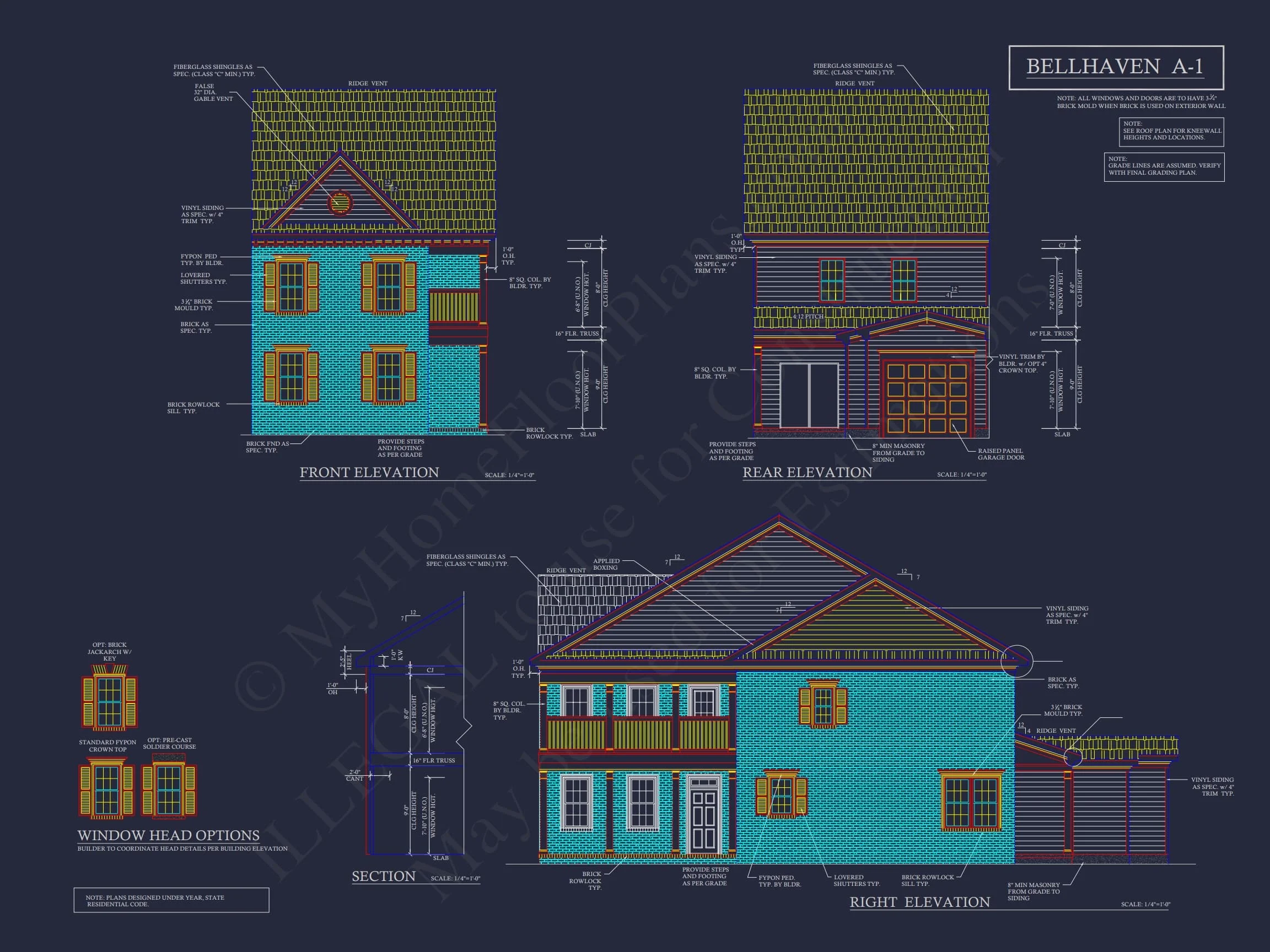 8-1395 BLDG 6 TOWNHOUSE PLAN - 5-Unit Colonial Revival Townhome Plan – 4 Beds per Unit 4 Traditional Townhome Floor Plan with Colonial Revival Design