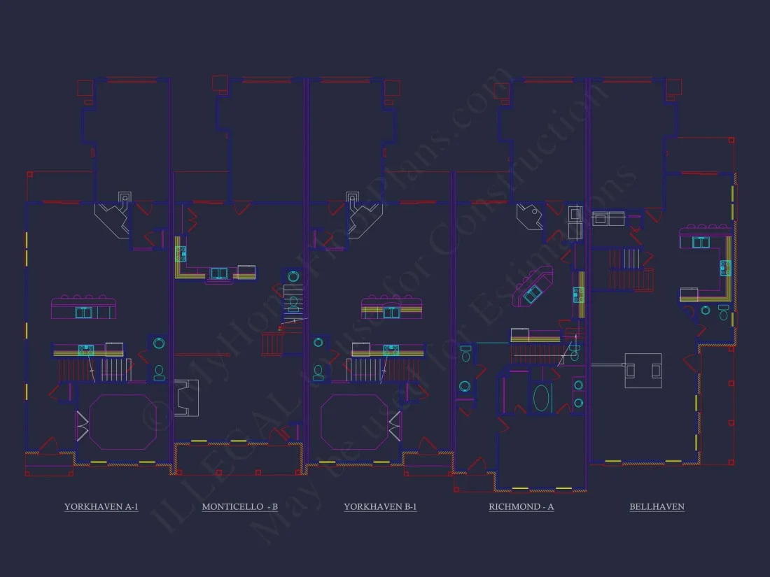 Traditional Townhome Floor Plan with Colonial Revival Design