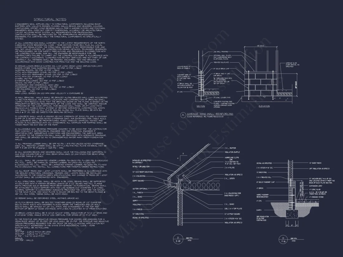 Traditional 2-Bay Garage Floor Plan with CAD Blueprint Design