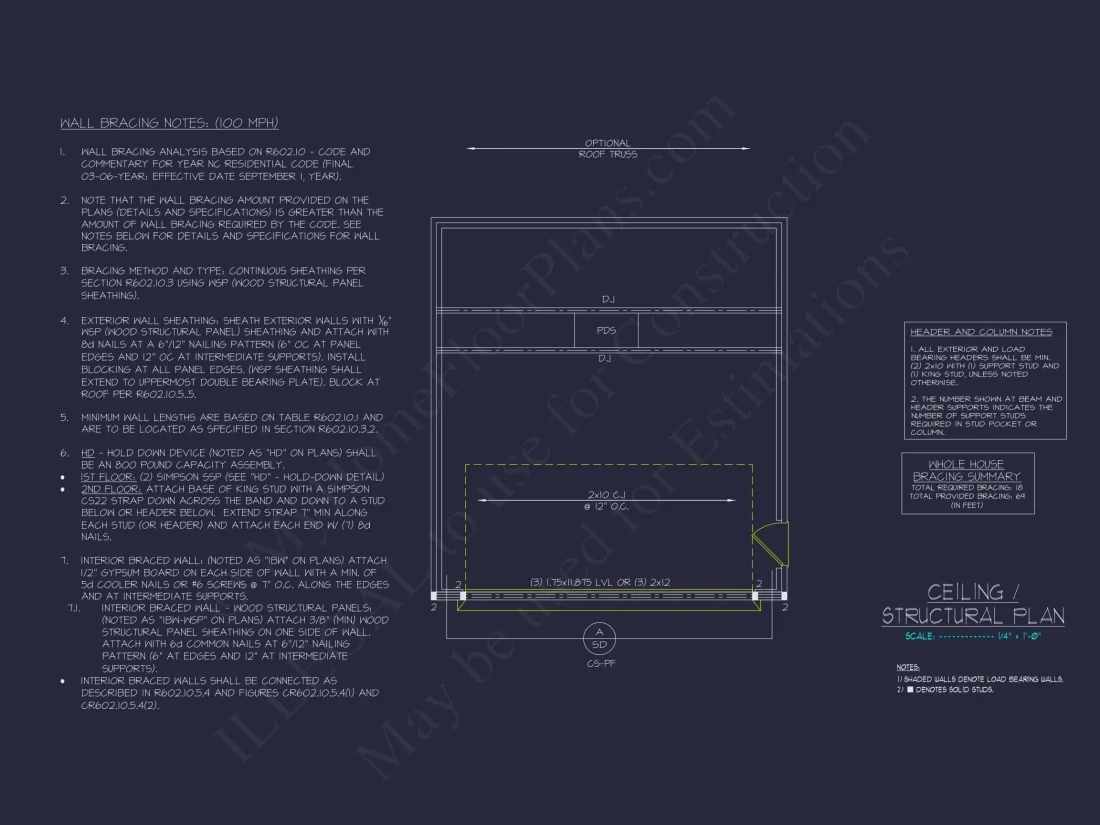 Traditional 2-Bay Garage Floor Plan with CAD Blueprint Design