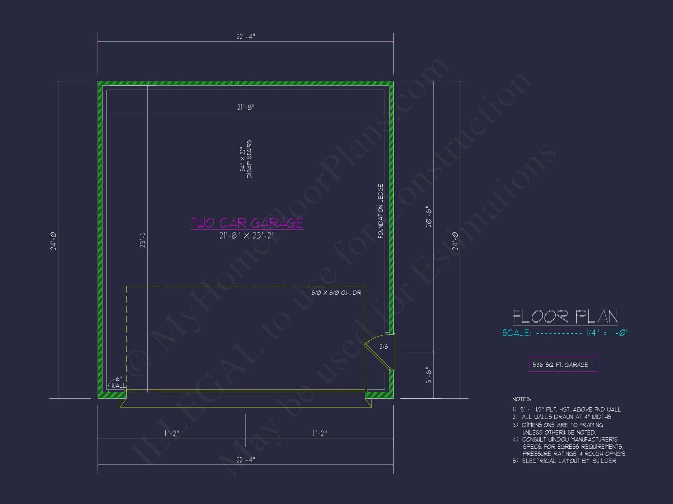 16-1708 GARAGE PLAN - Traditional Garage Floor Plan - 2 Bay Design Blueprint CAD 7 Traditional 2-Bay Garage Floor Plan with CAD Blueprint Design