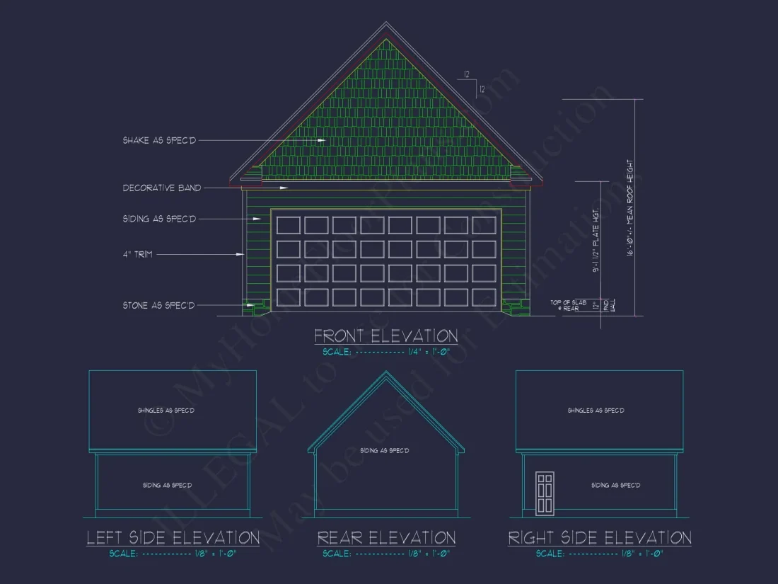 Traditional 2-Bay Garage Floor Plan with CAD Blueprint Design