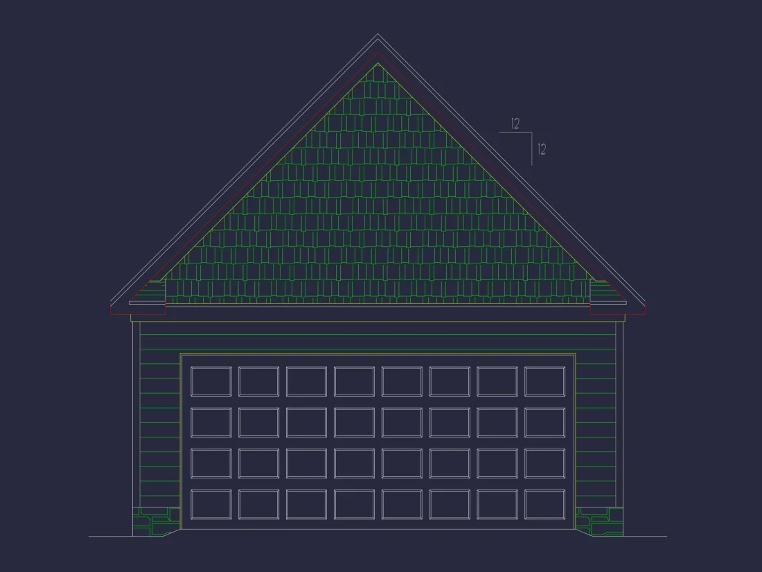 Traditional 2-Bay Garage Floor Plan with CAD Blueprint Design