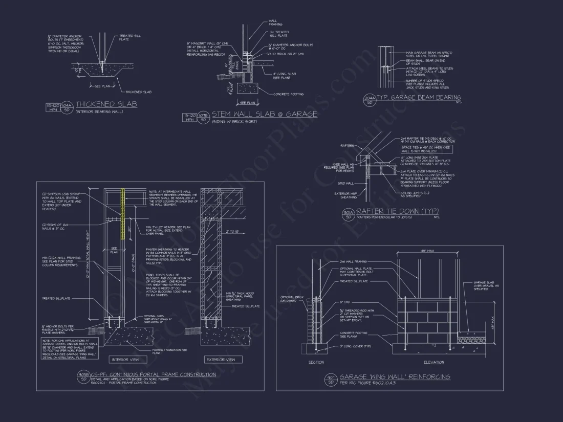 Garage Home Floor Plan With CAD Blueprint & Architecture Designs