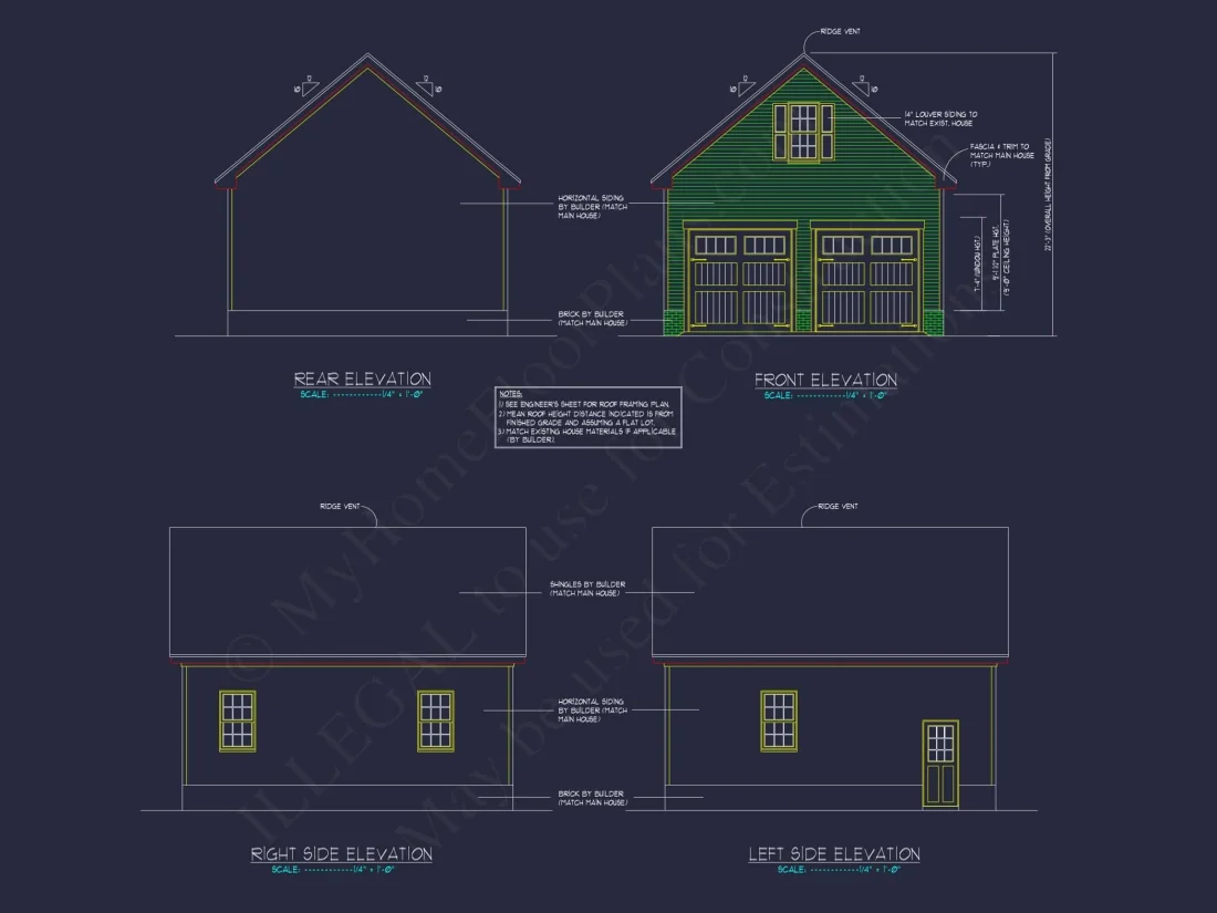 Garage Home Floor Plan With CAD Blueprint & Architecture Designs