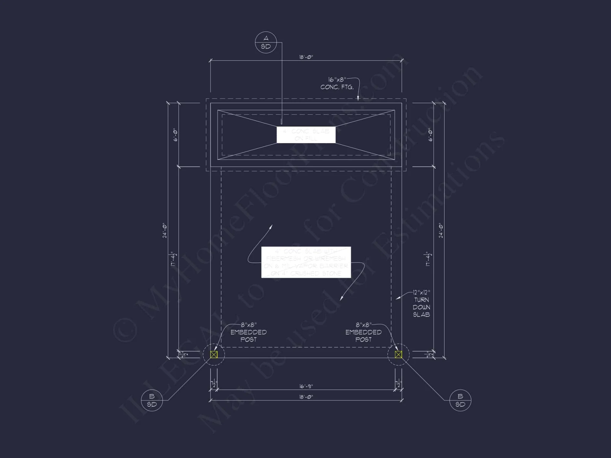 Contemporary Carport 18' x 24' House Plan with Office