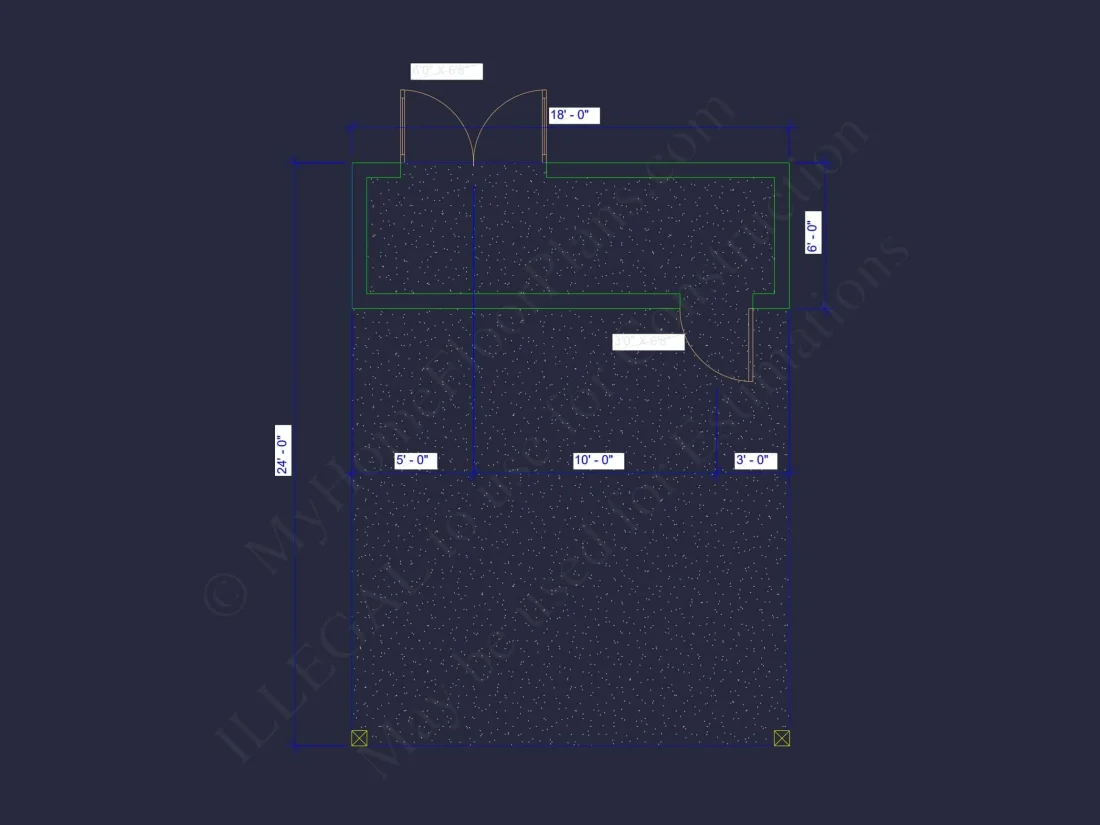 Contemporary Carport 18' x 24' House Plan with Office