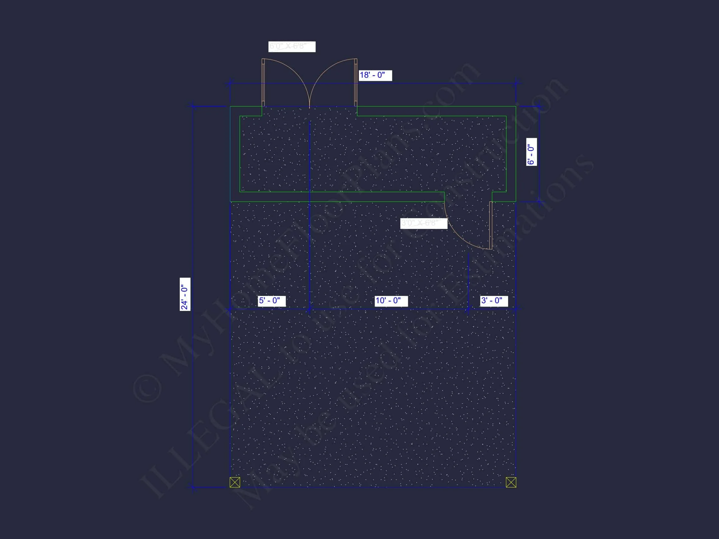 15-1996 HOUSE PLAN - Contemporary Carport: 18' x 24' Floor Plan Blueprint 7 Contemporary Carport 18' x 24' House Plan with Office