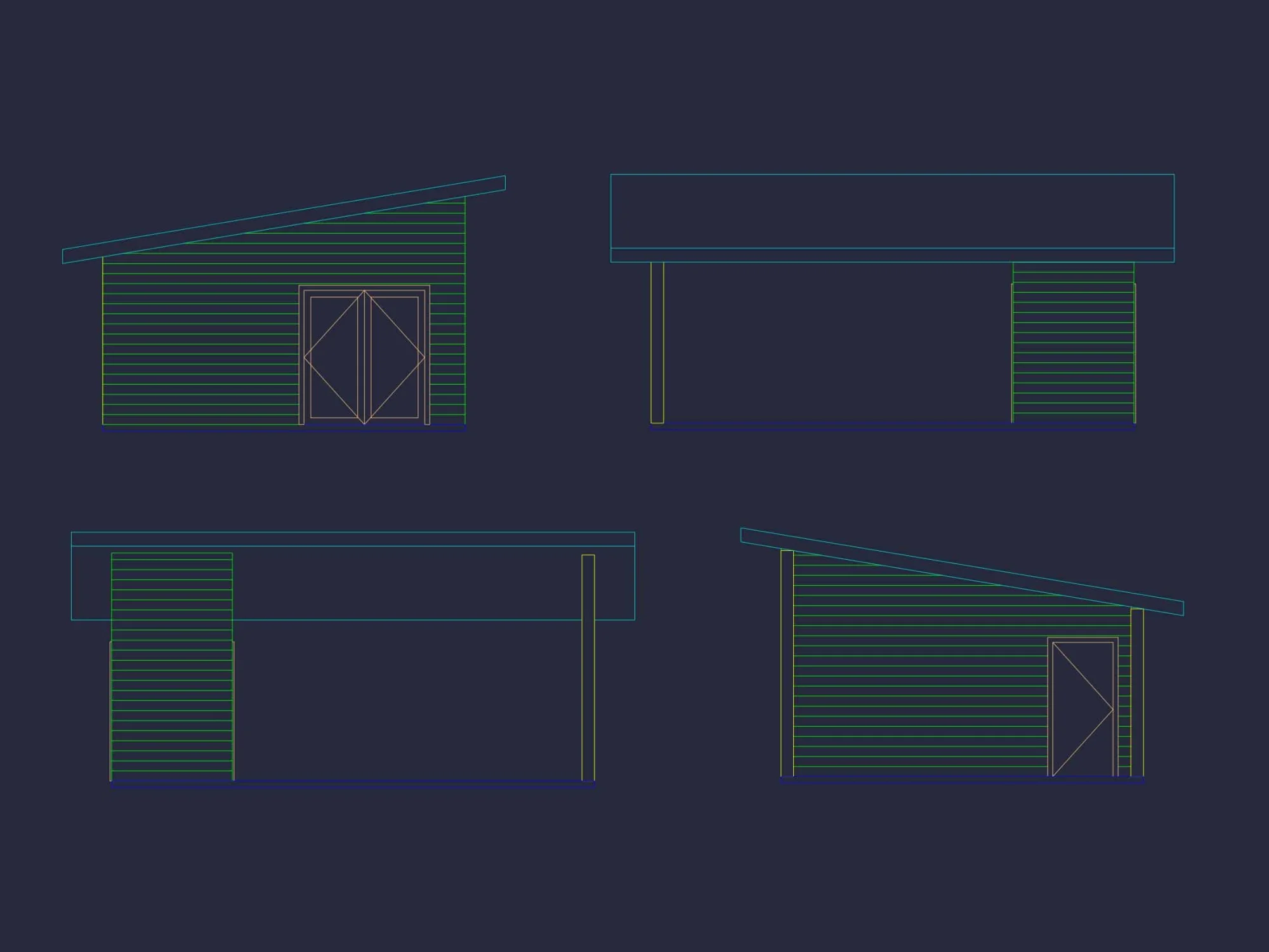 Contemporary Carport 18' x 24' House Plan with Office