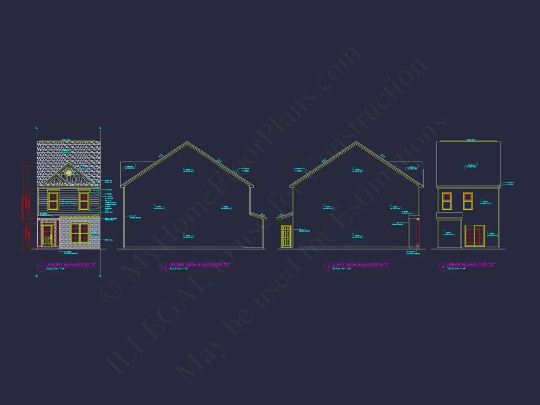 Elegant 5-Unit Townhome Plan with Open Layout and Vaulted Ceilings