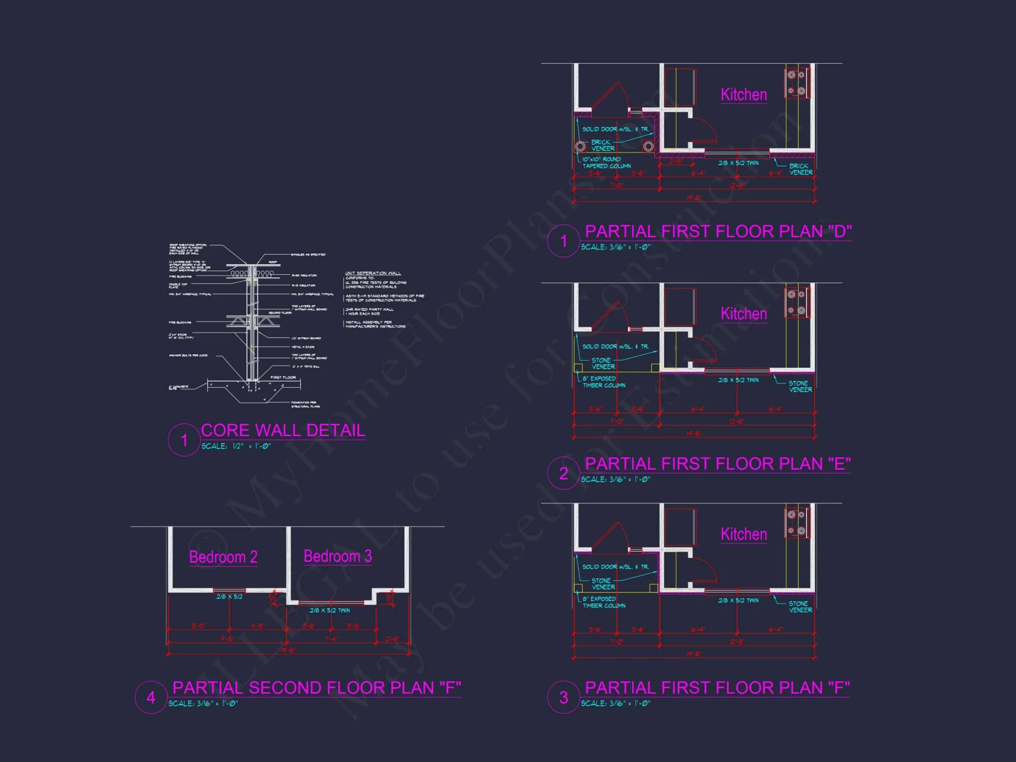 Elegant 5-Unit Townhome Plan with Open Layout and Vaulted Ceilings