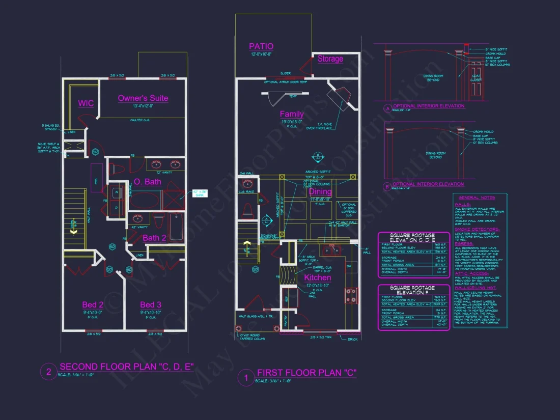 Elegant 5-Unit Townhome Plan with Open Layout and Vaulted Ceilings