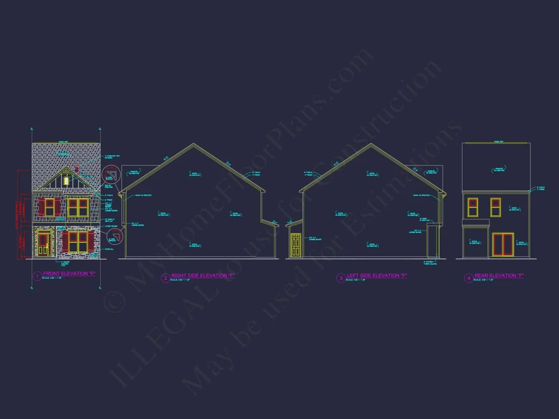 Elegant 5-Unit Townhome Plan with Open Layout and Vaulted Ceilings