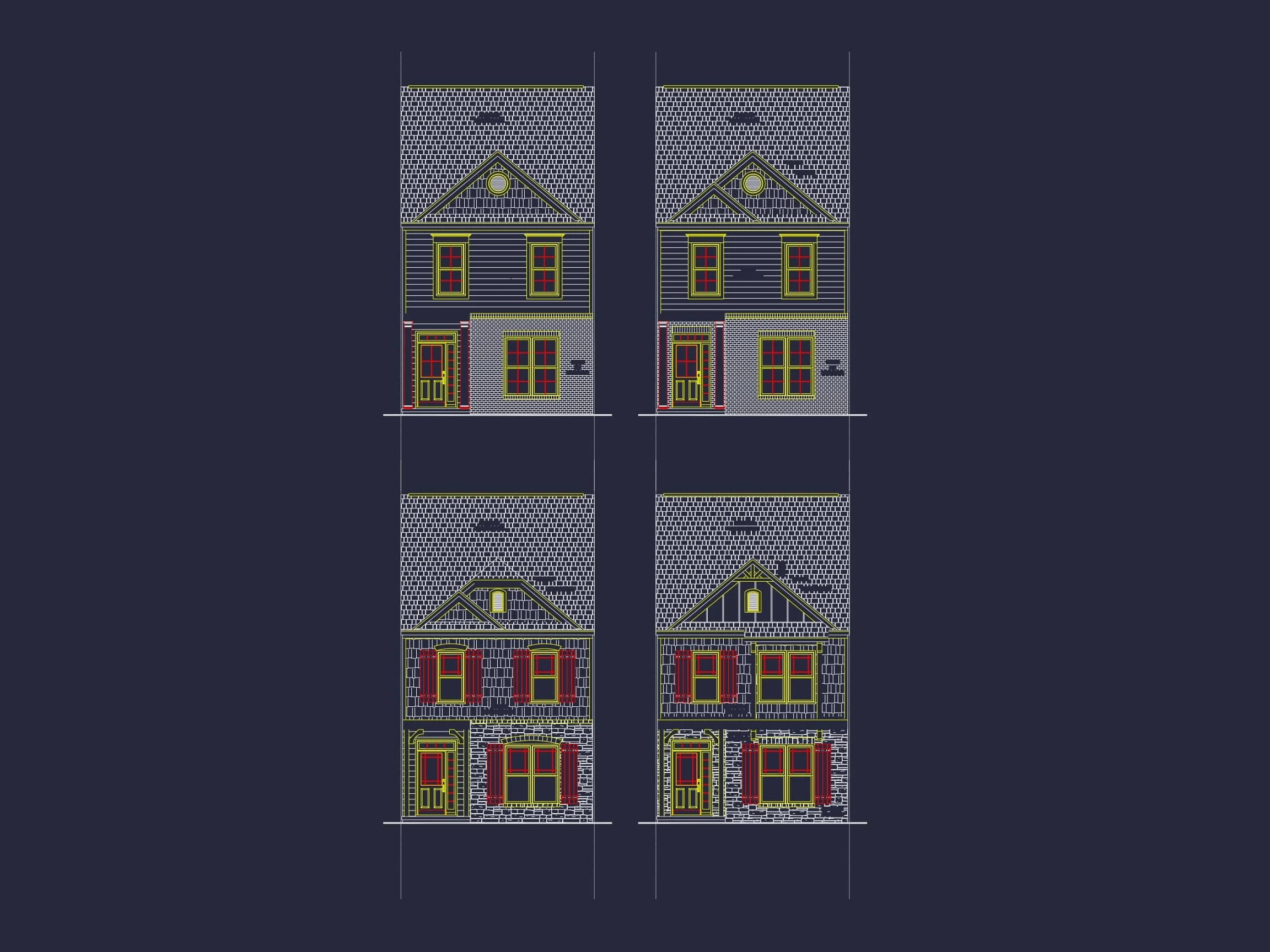 7-1947B 5-UNIT TOWNHOUSE PLAN - Traditional Colonial Home Plan - 3-Bed, 2.5-Bath, 1,571 SF 2 Elegant 5-Unit Townhome Plan with Open Layout and Vaulted Ceilings