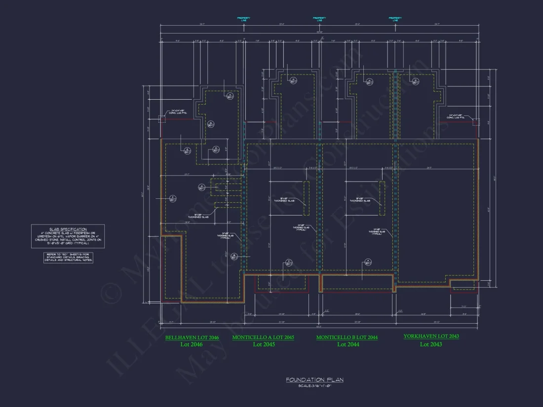 4-Unit Modern Townhome Floor Plan with CAD Designs and Blueprints