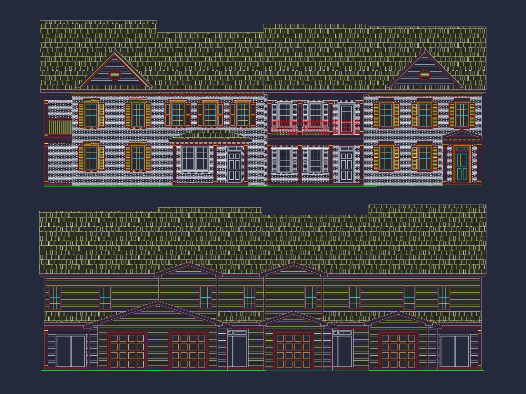 4-Unit Modern Townhome Floor Plan with CAD Designs and Blueprints