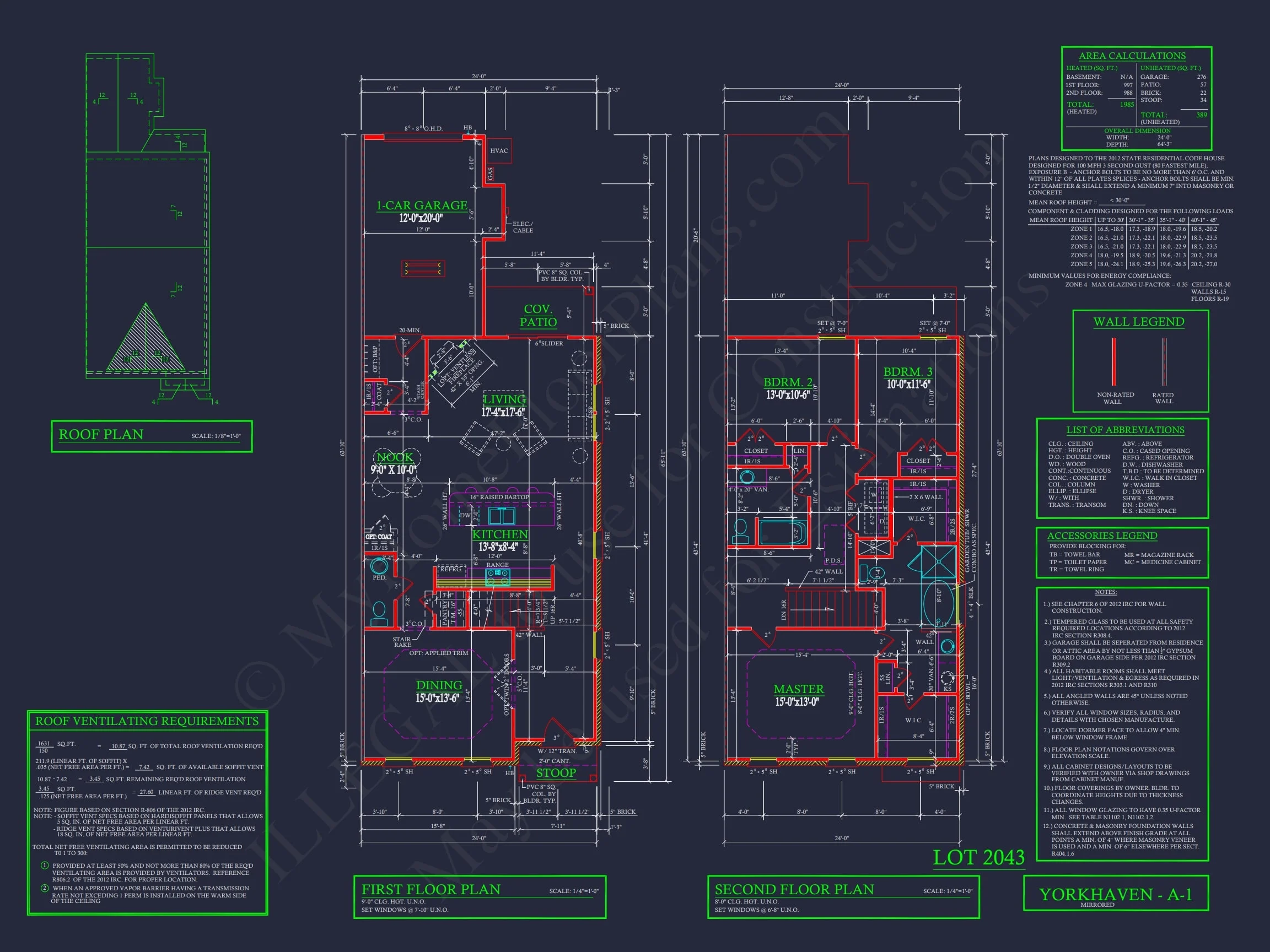 12-2220 TOWNHOUSE PLAN - 4-Unit - 5-Bed, 4-Bath, 4,200 SF 18 4-Unit Modern Townhome Floor Plan with CAD Designs and Blueprints