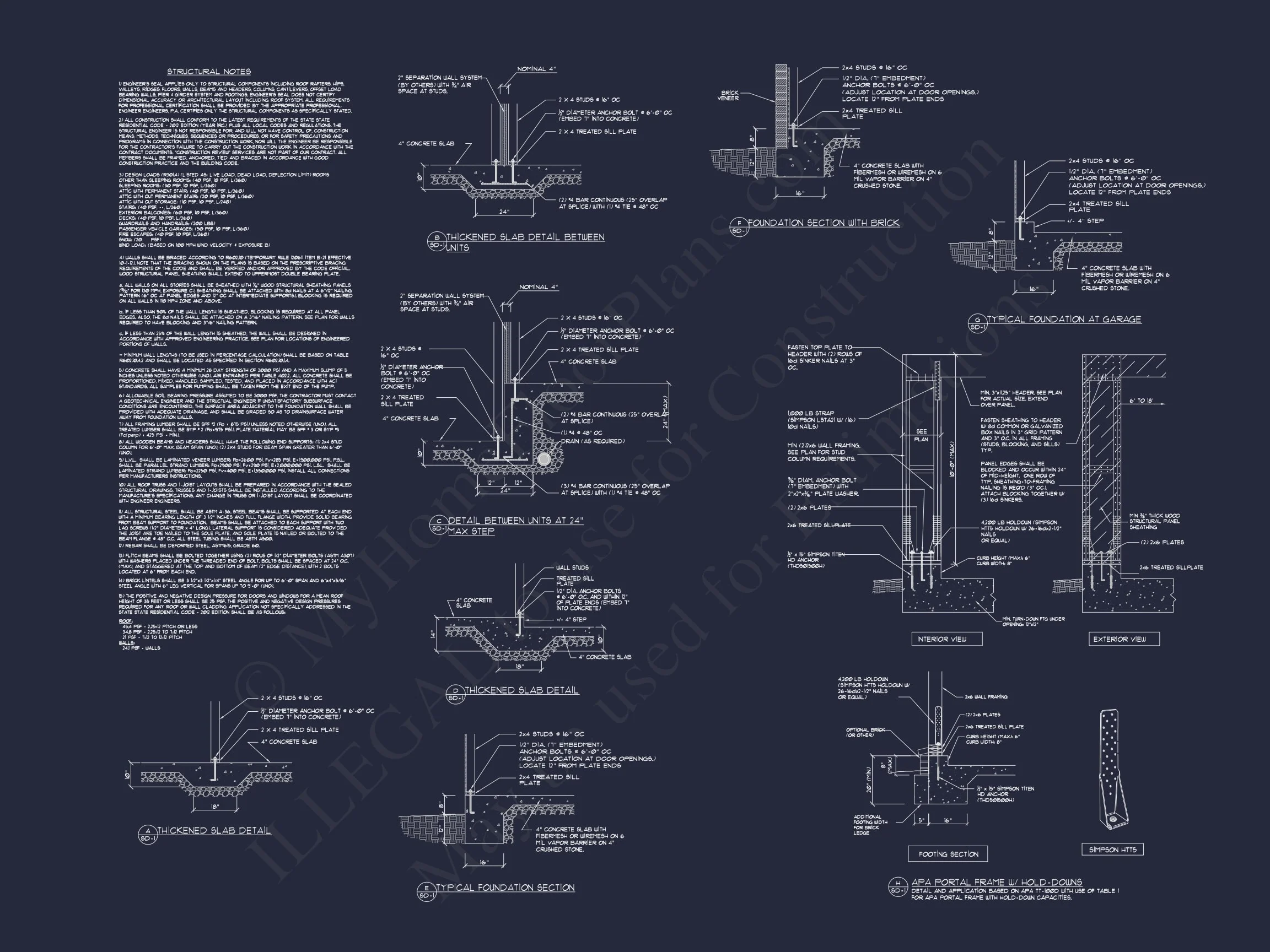 12-2220 TOWNHOUSE PLAN - 4-Unit - 5-Bed, 4-Bath, 4,200 SF 19 4-Unit Modern Townhome Floor Plan with CAD Designs and Blueprints