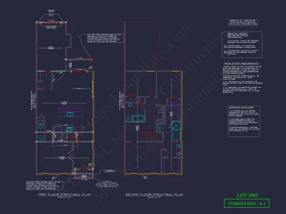 4-Unit Modern Townhome Floor Plan with CAD Designs and Blueprints