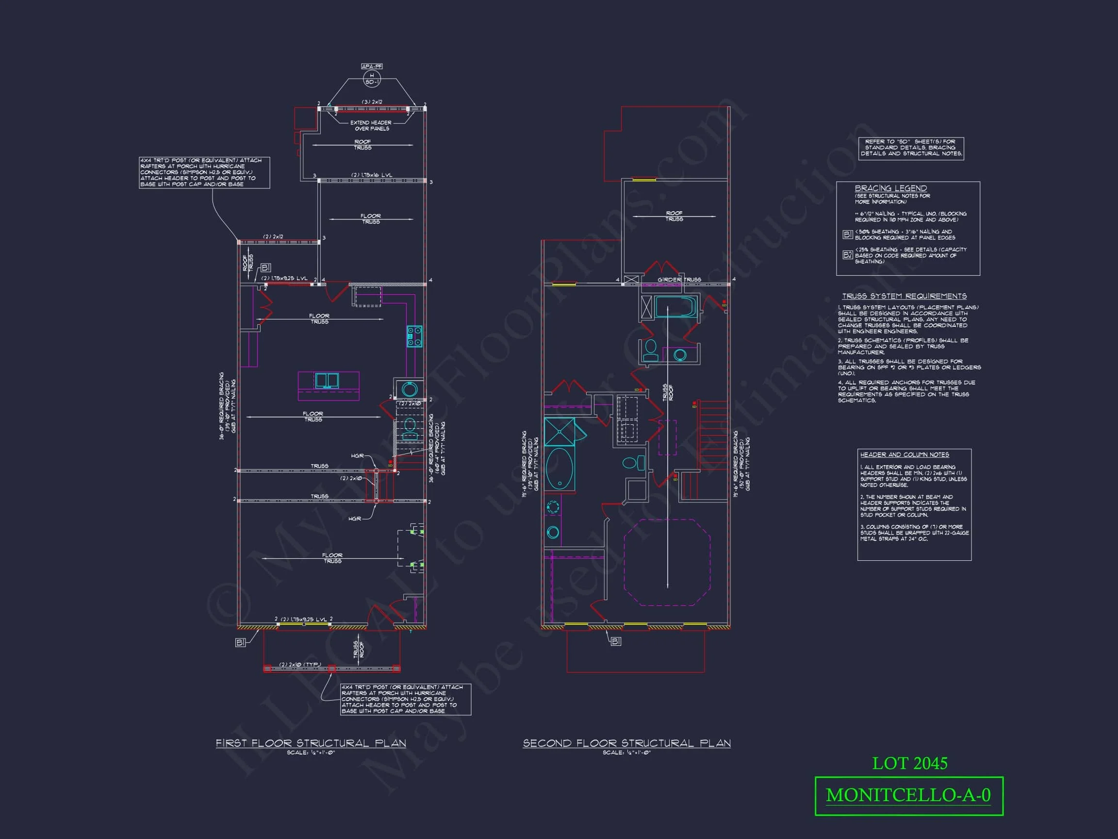 12-2220 TOWNHOUSE PLAN - 4-Unit - 5-Bed, 4-Bath, 4,200 SF 9 4-Unit Modern Townhome Floor Plan with CAD Designs and Blueprints