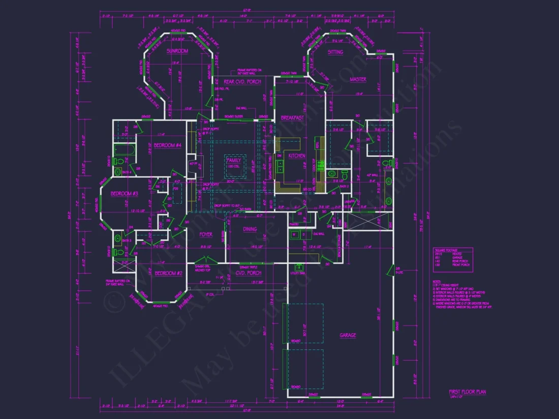 Craftsman House Plan with Open Layout, 4 Bedrooms, and Sunroom