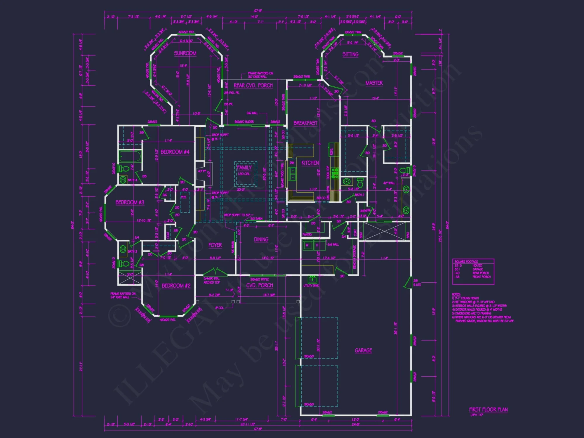 Craftsman House Plan with Open Layout, 4 Bedrooms, and Sunroom
