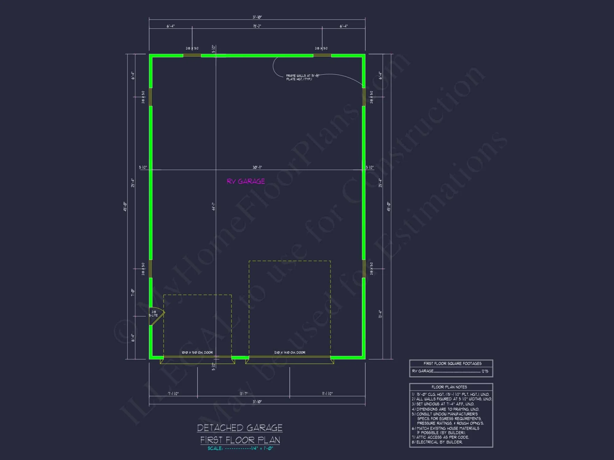 Oversized Garage Plan with RV Bay and Spacious House Design