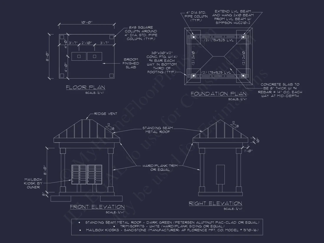 Custom Mail Kiosk Plans with Architectural Blueprint Designs