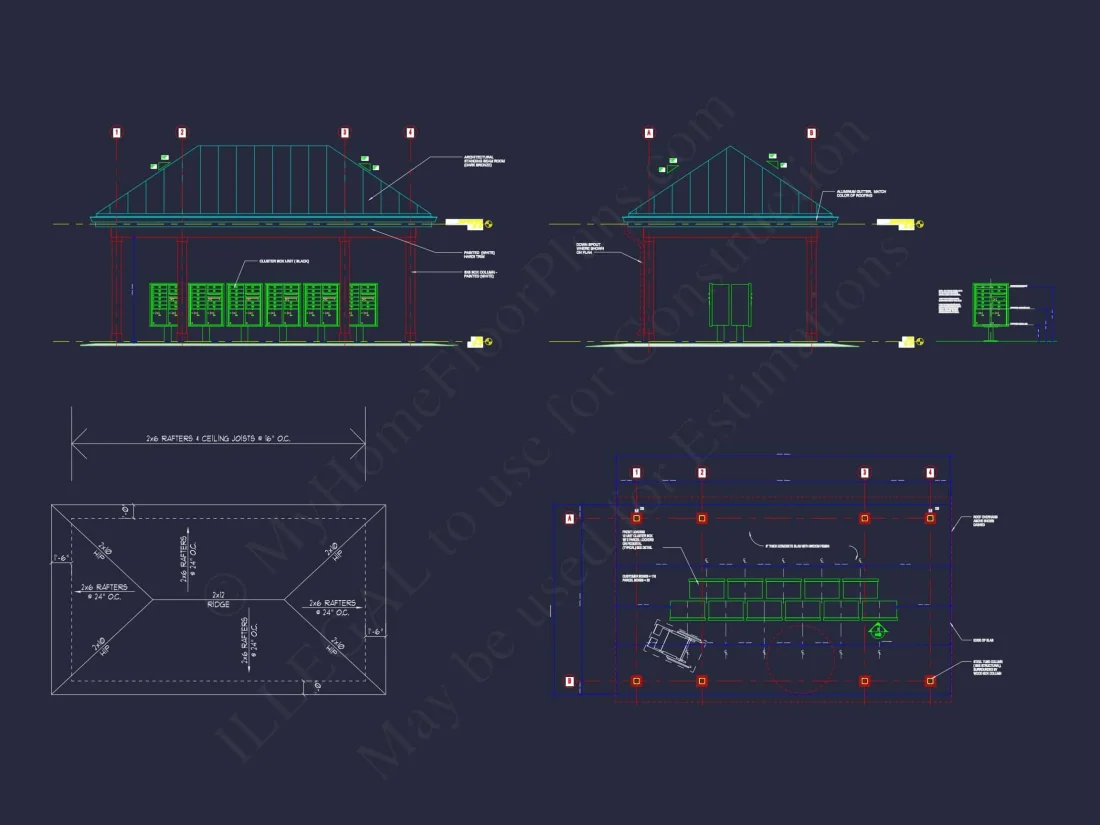 Small Traditional Kiosk Floor Plan with CAD Architecture Designs