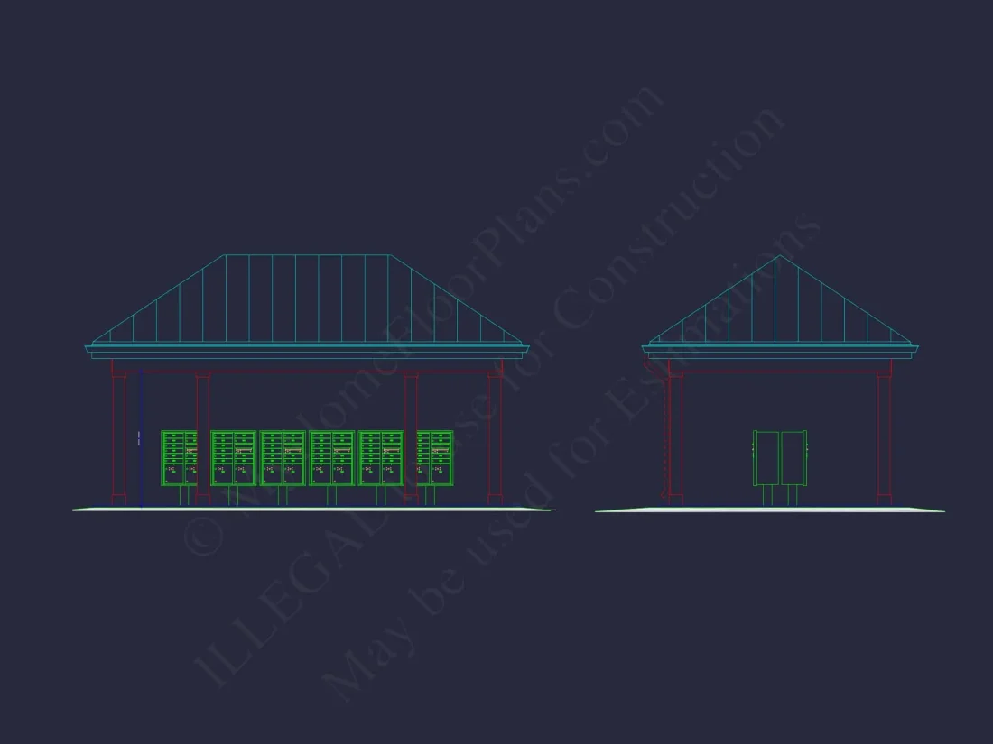 Small Traditional Kiosk Floor Plan with CAD Architecture Designs