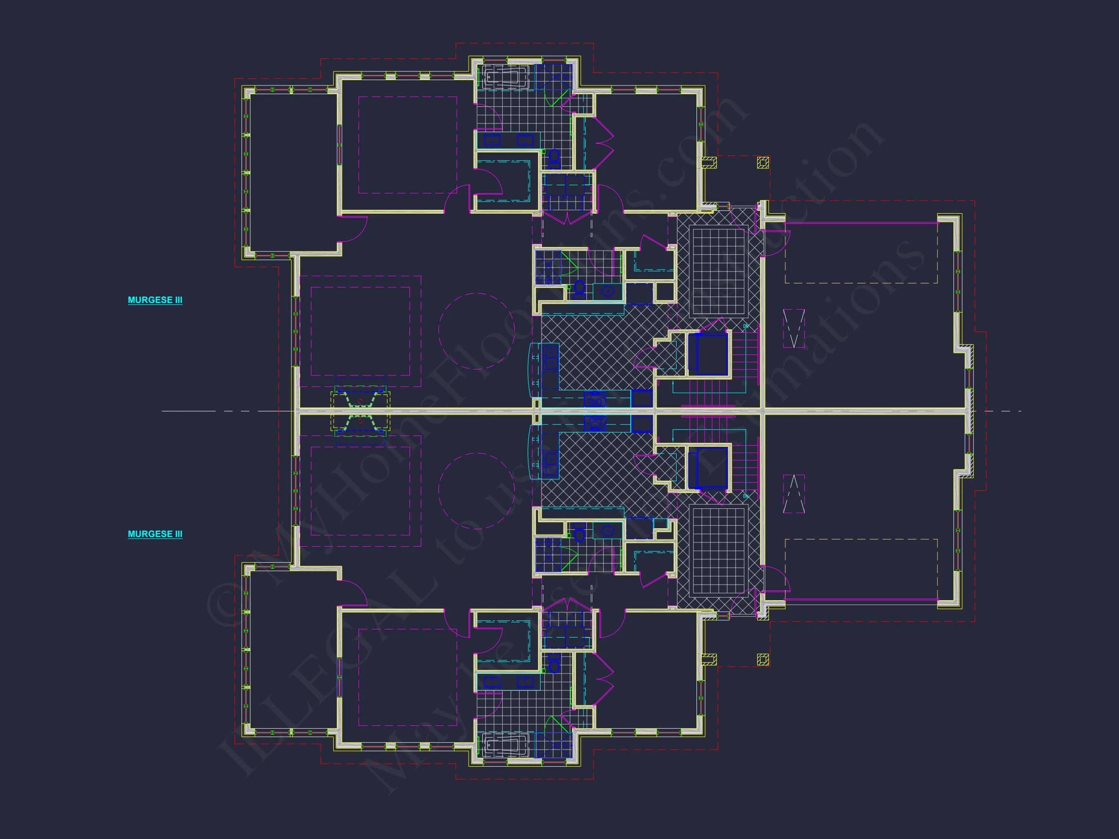 10-1929 DUPLEX PLAN - Spacious Duplex House Plan with 83'x62' Design | CAD Blueprint 18 Spacious Duplex Home Plan with 83' x 62' Design and Southern Charm
